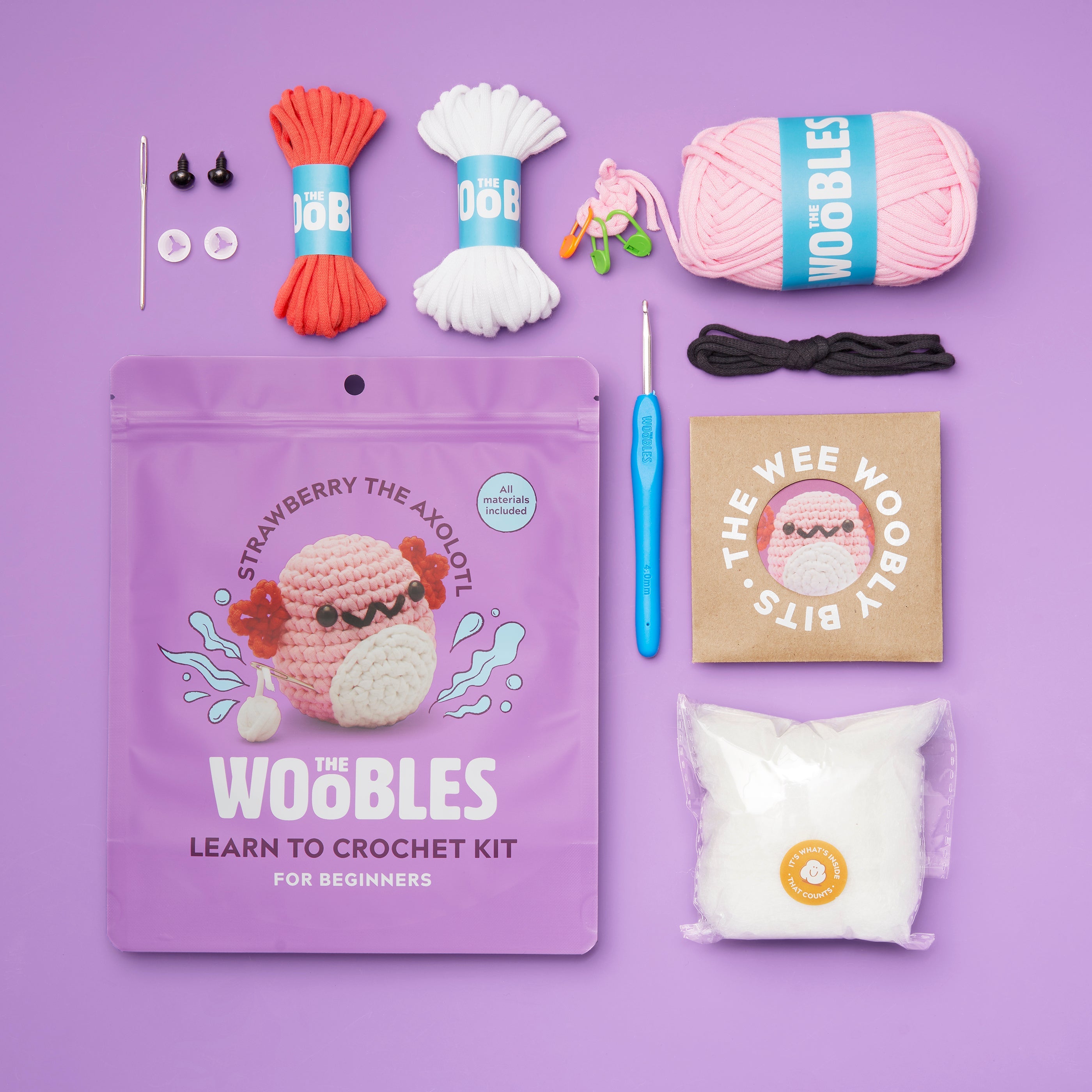 Strawberry the Axolotl Crochet Kit - Pick Your Wooble