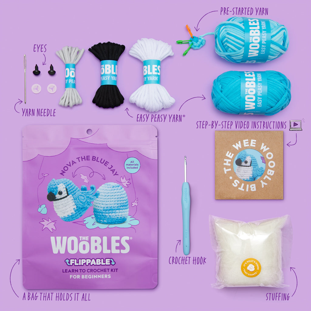 Nova the Blue Jay Crochet Kit - Craft Time Starts Here