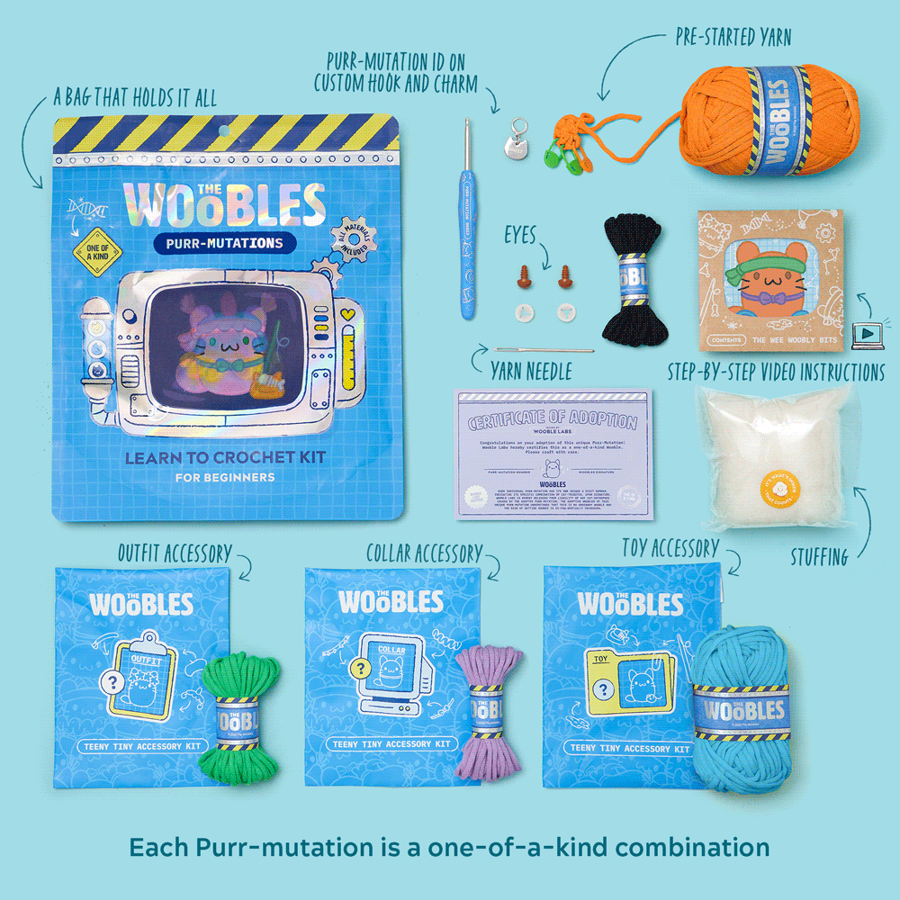 One-of-a-Kind Purr-Mutation Crochet Kit - A Project That Smiles