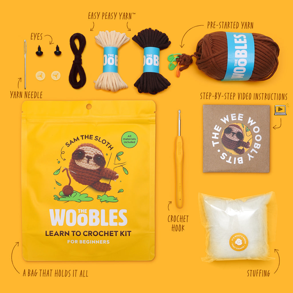 Sam the Sloth Crochet Kit - Fun for Beginners