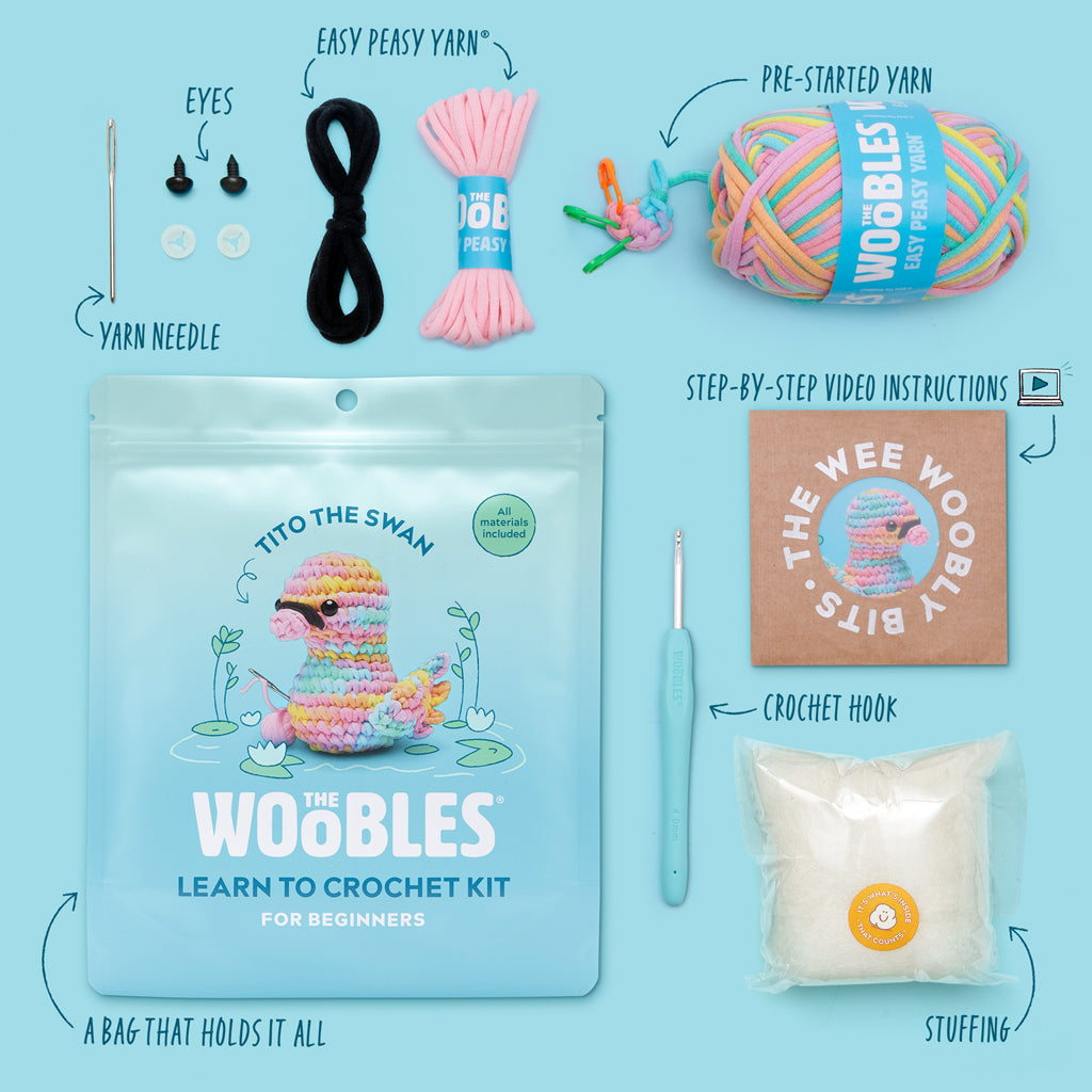 Tito the Swan Pastel Crochet Kit - Your First Crochet