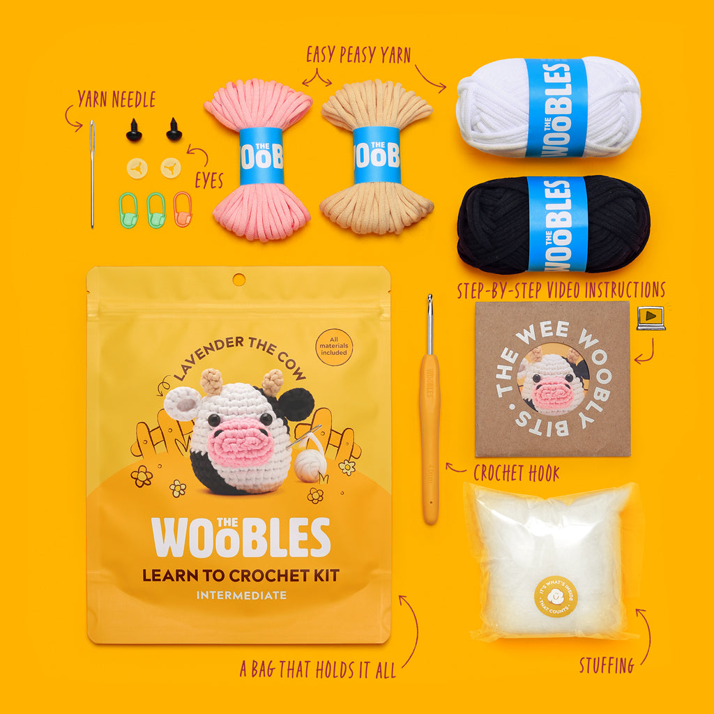 Lavender the Cow Crochet Kit - Your First Crochet