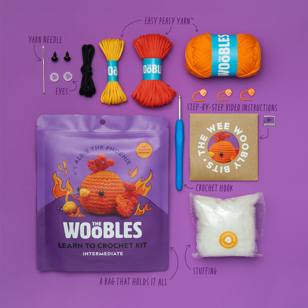 Albie the Phoenix Crochet Kit - Make Your First Wooble