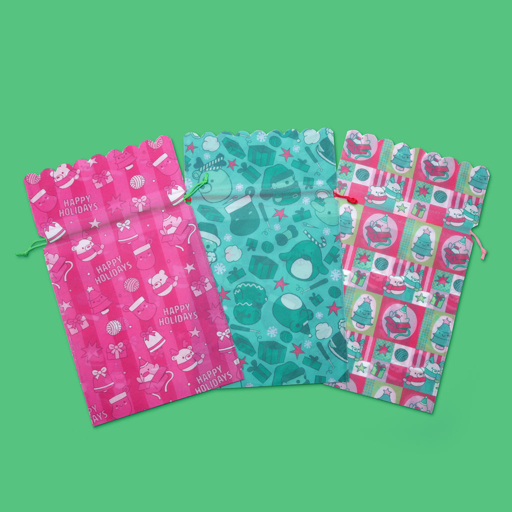 3-Pack Holiday Gift Bag Set - For Yarn Lovers