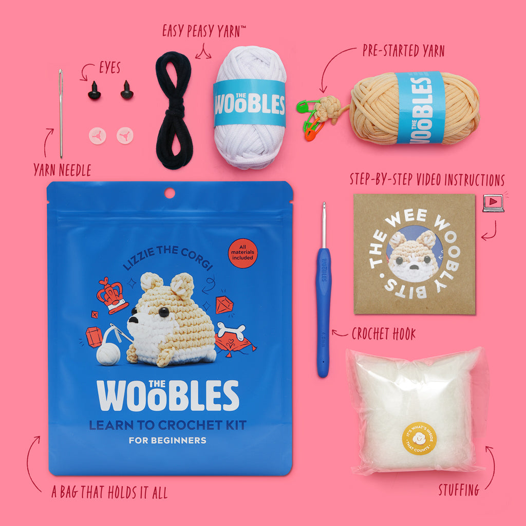 Lizzie the Corgi Crochet Kit - Beginner Kit Favorite
