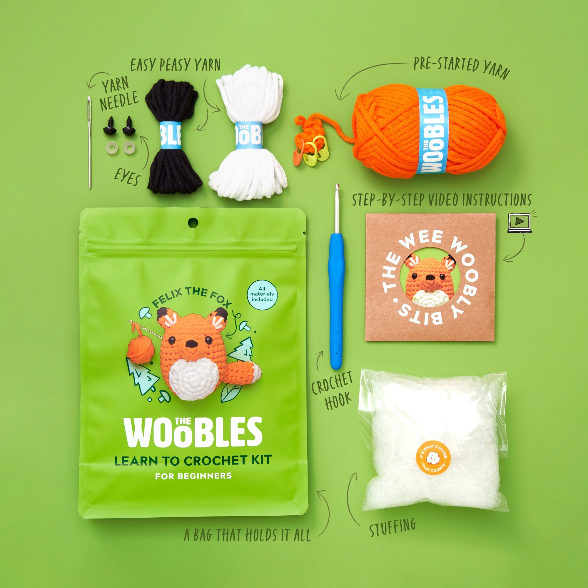 Felix the Fox Crochet Kit - Hook. Stitch. Wooble.