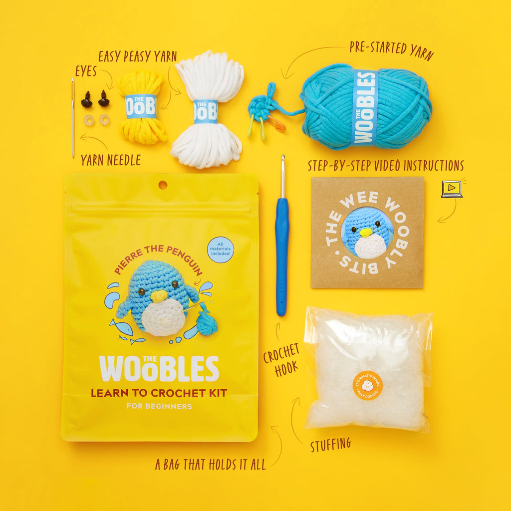 Pierre the Penguin Crochet Kit with Free Charm Bracelet Kit - Crochet Confidence Starts Here