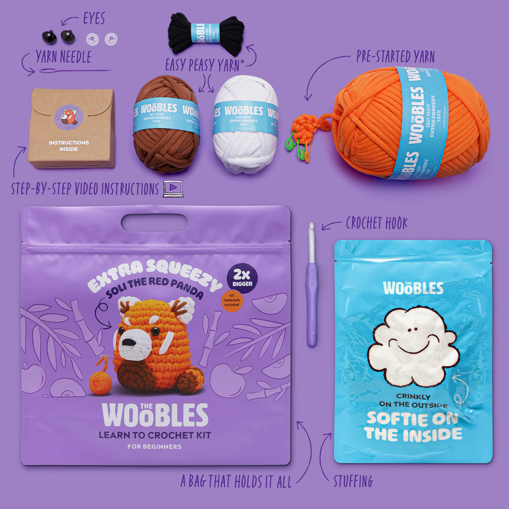 Soli the Red Panda Extra Squeezy Crochet Kit - Fun Included